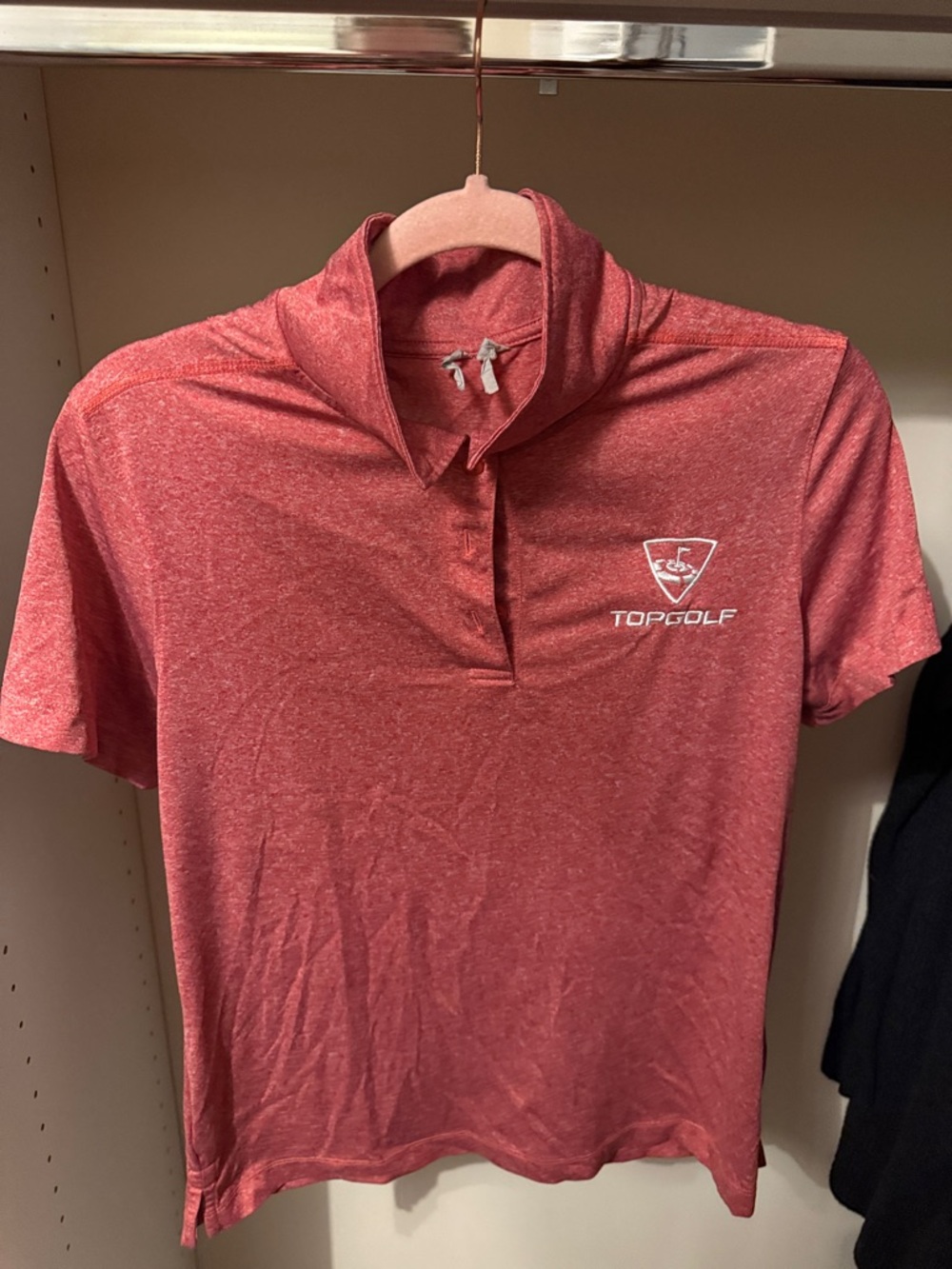 Topgolf Women's Red Heather Performance Button-Down Shirt